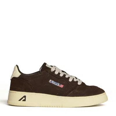 Autry Low-top Leather Sneakers With Minimalist Design In Brown