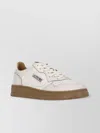 Autry Low Top Leather Sneakers With Perforated Round Toe In White