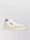 Autry Low-top White Leather Sneakers With Beige Suede Overlays In White