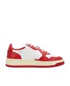 Autry Contrast-panel Leather Sneakers In Red