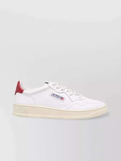 Autry Low Top Medalist Sneakers With Color Block Heel In White