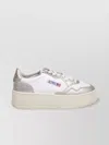 Autry Sneakers Platform Low In Pelle Bianca E Argento In Multi