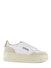Autry Low-top Platform Sneakers With Leather And Suede Accents In White