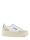 Autry Platinum And White Suede And Leather Medalist Platform Sneakers In Neutral