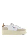 Autry Low-top Platform Sneakers With Smooth And Suede Leather In Neutral