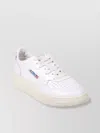 Autry Low Top Rubber Sole Sneaker With Perforated Detailing In White