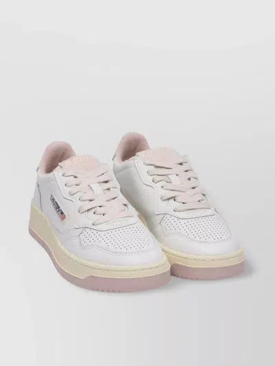 Autry Low-top Rubber Sole Sneakers With Perforated Design In White