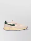 Autry Medalist Sneakers In Beige And Dark Green With Suede Inserts