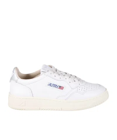 Autry Low-top Sneakers With Perforated Detailing And Metallic Accents In White