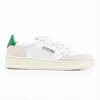 Autry Low-top Sneakers With Beige Suede Overlays And Green Heel Tab In White