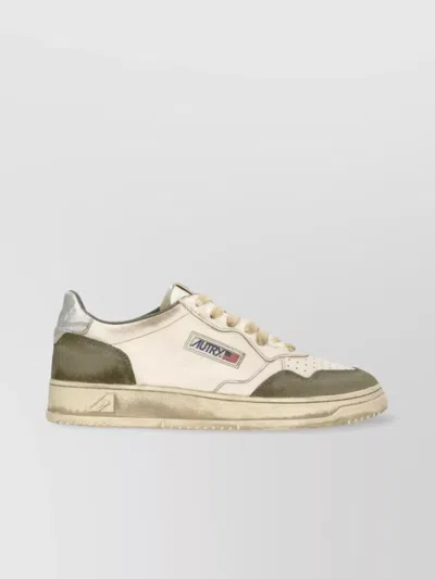 Autry Low Top Sneakers With Contrasting Leather Inserts In Neutral