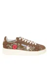 Autry Low-top Sneakers With Floral Embroidery In Rich Brown In Multi