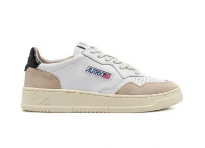 Autry Low-top Sneakers With Leather And Suede Accents In Neutral