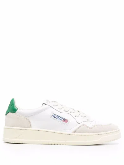 Autry Low-top Sneakers With Mixed Textures And Contrast Heel Tab In White