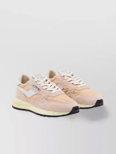 Autry Low Top Sneakers With Rubber Sole And Suede Panels In Neutral