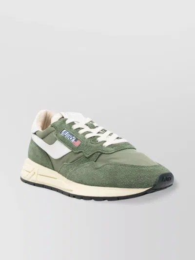 Autry Low Top Sneakers With Rubber Sole And Suede Panels In Green