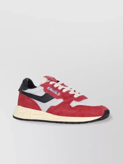 Autry Low Top Sneakers With Rubber Sole And Suede Panels In Red