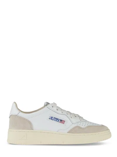 Autry Low-top Sneakers With Smooth Leather And Suede Accents In Gray
