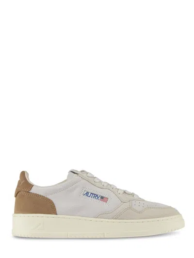 Autry Low-top Suede And Leather Sneakers With Contrasting Accents In Gray