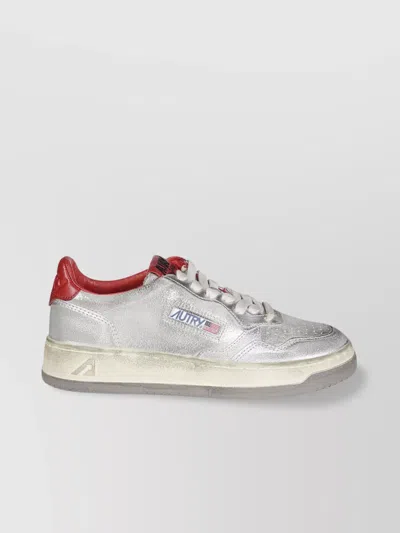 Autry Low Top Suede Sneakers With Metallic Finish