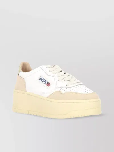 Autry Low Top Suede Sneakers With Platform Sole In Multi