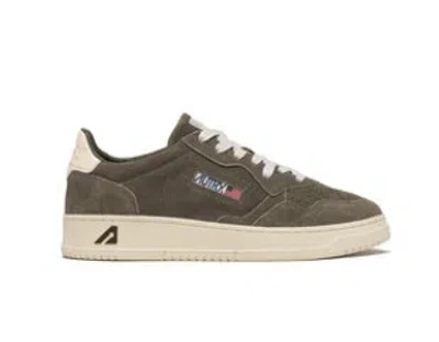 Autry Low-top Suede Sneakers With Rubber Sole And Lace-up Closure In Green