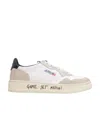 Autry Medalist Low Sneakers In White Leather And Suede With Custom Lettering In White