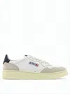 Autry Low-top White Leather Sneakers With Beige Suede Overlays In White