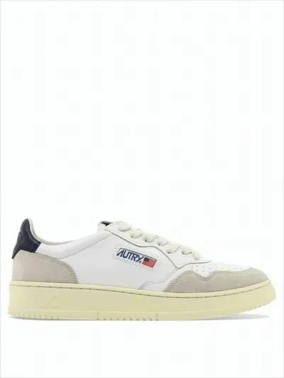 Autry Low-top White Leather Sneakers With Beige Suede Overlays