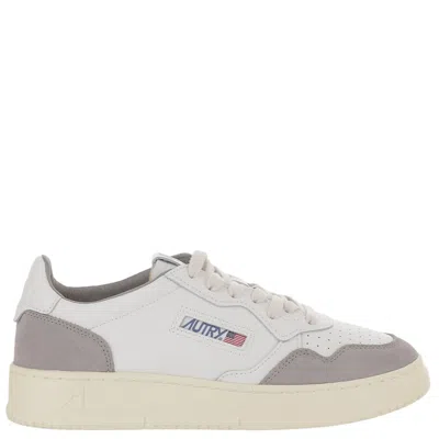 Autry Low-top Leather Sneakers With Suede Inserts And Logo Details In White