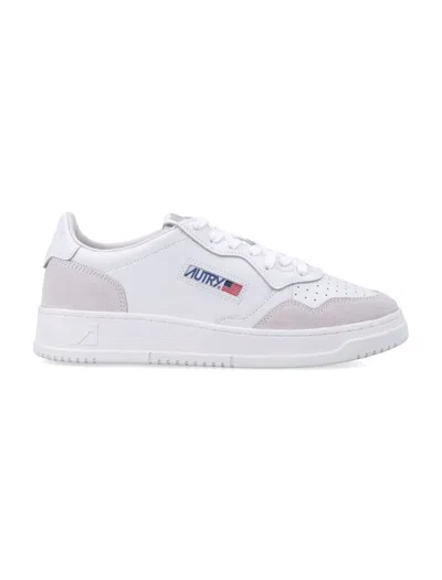 Autry Low-top Sneakers With Grey Suede Accents And Breathable Design In White