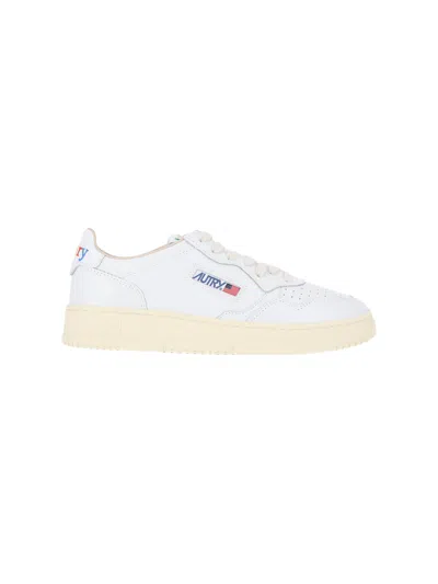 Autry Low-top Sneakers With Rounded Toe And Multicolor Logo In White