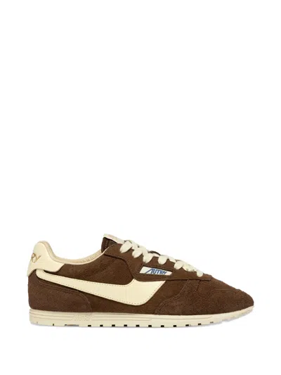 Autry Luxury Flat Cotton Sneakers With Padded Comfort In Brown