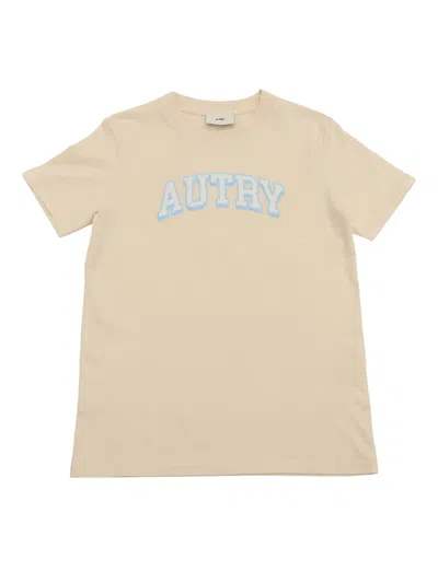 Autry Main Kids Cotton Cream T-shirt In Neutral