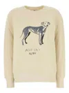 Autry Cotton Crew Neck Graphic Print Sweatshirt In Cream