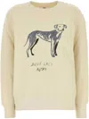 Autry Cotton Crew Neck Graphic Print Sweatshirt In Jersey Cream