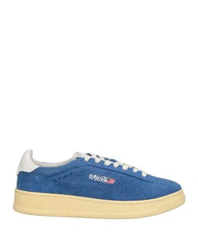 Autry Man Sneakers Azure Size 9 Leather, Textile Fibers In Blue