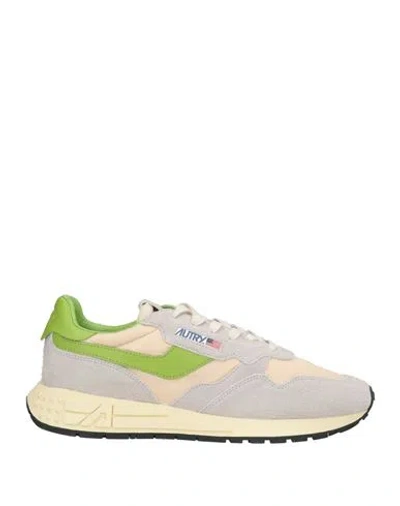 Autry Man Sneakers Beige Size 6 Leather, Textile Fibers In Multi