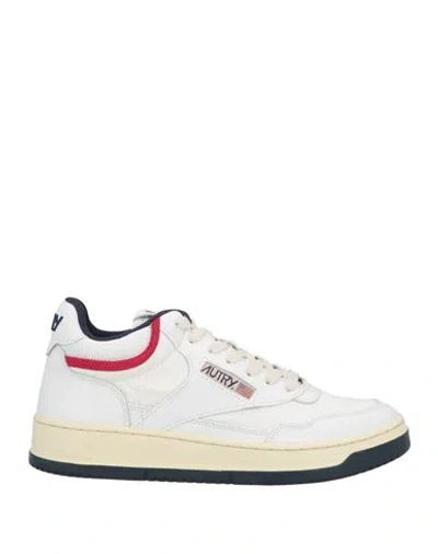 Autry Man Sneakers White Size 8 Leather, Textile Fibers