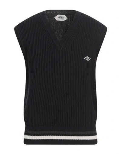 Autry Man Sweater Midnight Blue Size S Merino Wool, Organic Cotton In Black