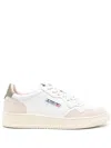 Autry Medalist Low Sneakers In Leather And Suede Color White And Covert Green In White