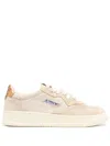 Autry Medalist Low Metallic Leather-trimmed Suede Sneakers In Nude & Neutrals