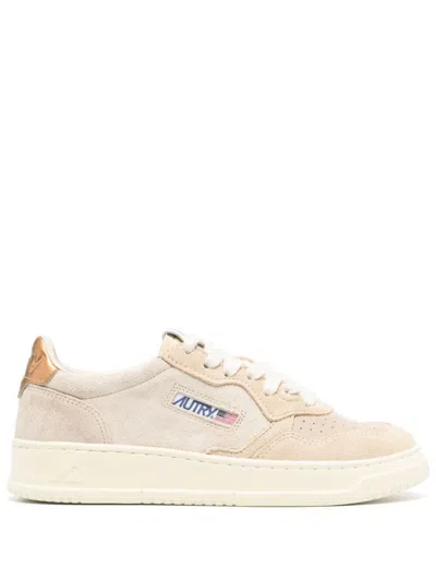Autry Medal Suede Sneakers In Nude & Neutrals