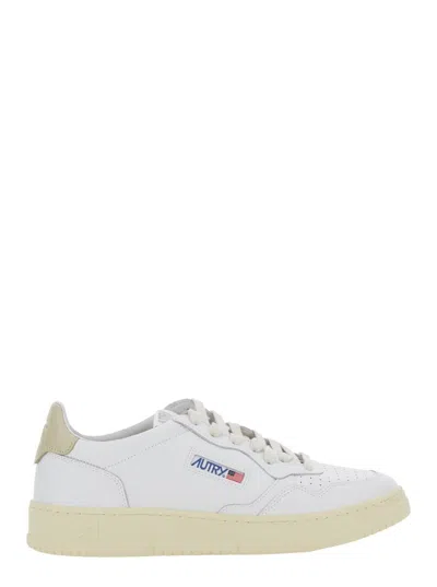 Autry 'medalist' White Low Top Sneakers With Logo Patch On Tongue And Side And Logo Lettering On The Heel  In Neutral