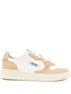 Autry 'medalis Low' Sneakers In White Leather With Sand Suede Inserts