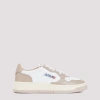 Autry 'medalist' White And Beige Low Top Sneakers With Logo Patch In Wht/wht Pep