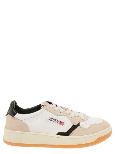Autry Medalist Canvas Multicolor Low Top Sneakers With Suede Insert In Canvas Man In White