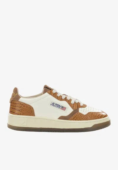 Autry Medalist Croc-embossed Leather Sneakers In White