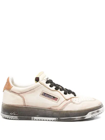 Autry Medalist Distressed Leather Sneakers In Neutral
