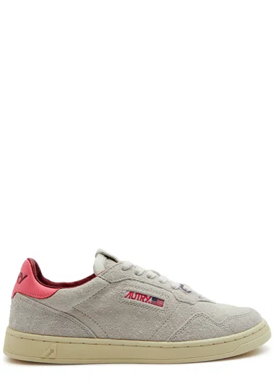 Autry Medalist Flat Panelled Suede Sneakers In Grey